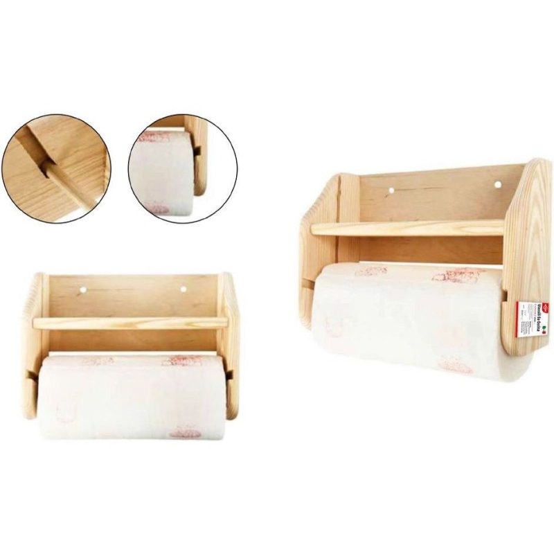 Portarotolo da cucina a parete in legno + rotolo omaggio porta scot...