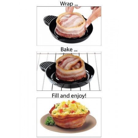 Confezione 2 perfect bacon bowl stampino forma forno microonde cucina bacon