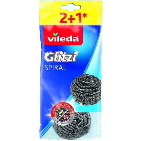 3 pacchetti 9x Vileda Glitzi Paglietta in acciaio inox Spugna spugnette abrasiva