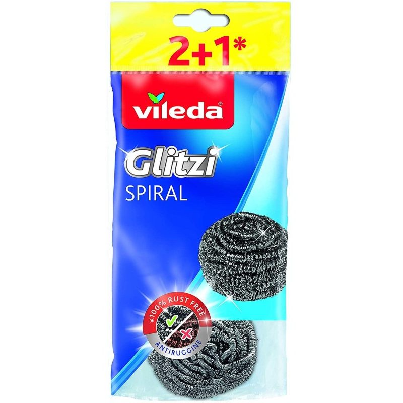 Vileda 3 pacchetti 9x Vileda Glitzi Paglietta in acciaio inox Spugn...