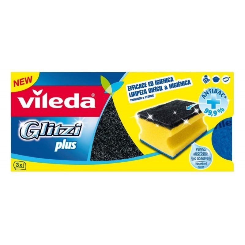 Vileda 3 pacchetti da 3 pezzi totale 9 spugnette abrasive Vileda Gl...