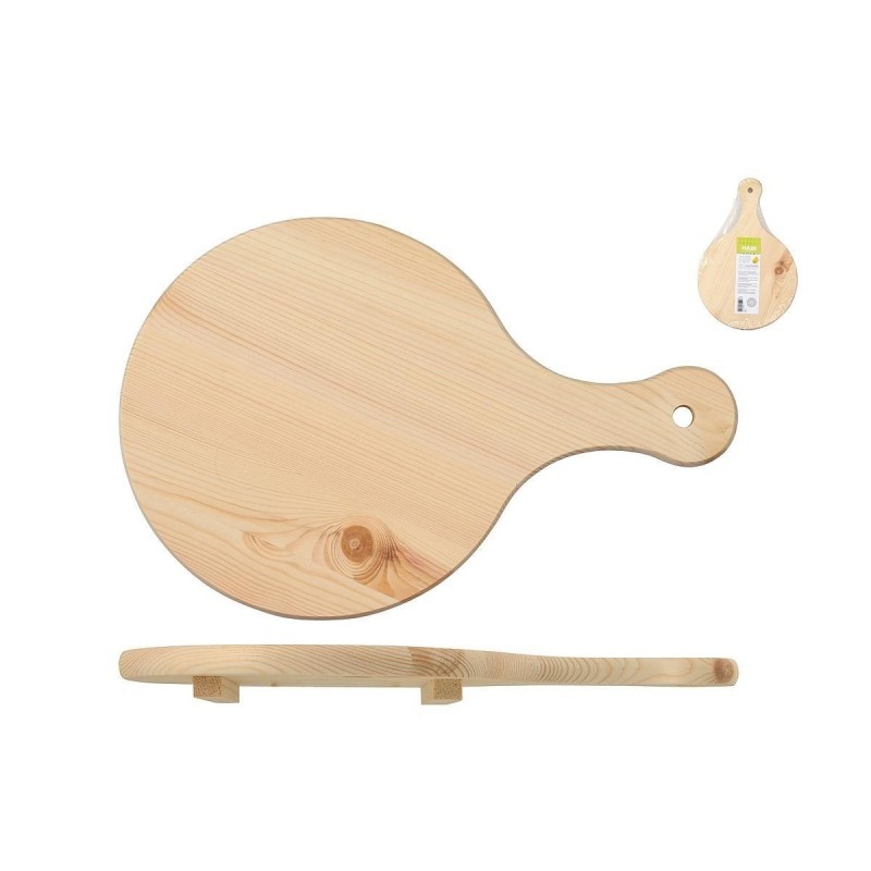 Tagliere in legno abete con manico da 34cm diametro cucina pala per pizza