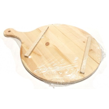 Tagliere in legno abete con manico da 34cm diametro cucina pala per pizza