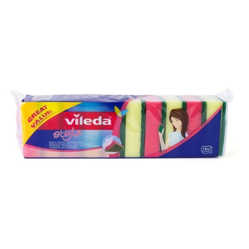 Vileda 3 pacchetti di spugne Vileda 10 pezzi per un totale di 30 pe...