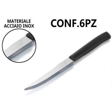 2 pacchi da 6 coltelli da bistecca in acciaio neri posate 12pz