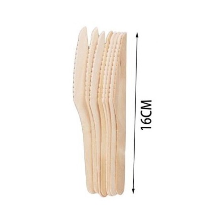6 pacchetti da 10 coltelli ecologici in legno di Betulla posate cucina