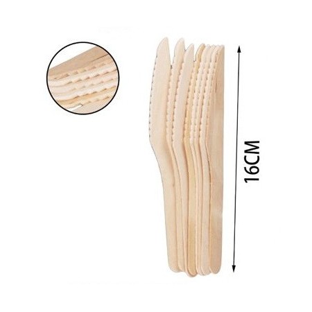 6 pacchetti da 10 coltelli ecologici in legno di Betulla posate cucina