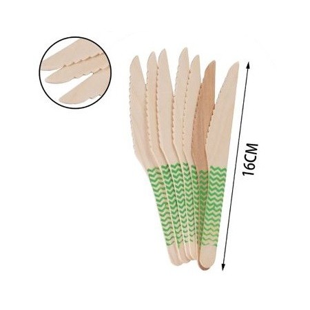 8 pacchetti da 8 coltelli in legno di Betulla 64 pz posate cucina monouso