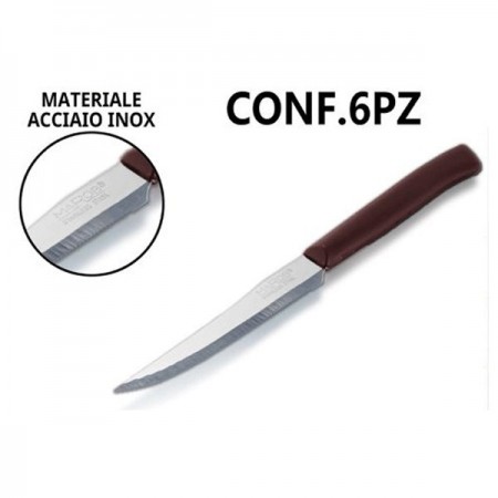 2 pacchi da 6 coltelli da bistecca in acciaio marrone posate 12pz