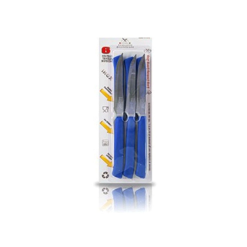 2 pacchi da 6 coltelli da bistecca in acciaio blu posate 12pz