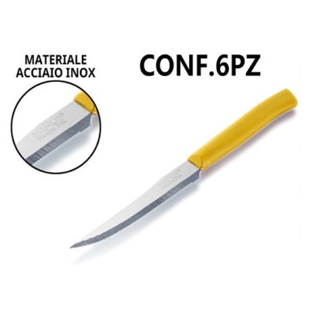 2 pacchi da 6 coltelli da bistecca in acciaio giallo posate 12pz
