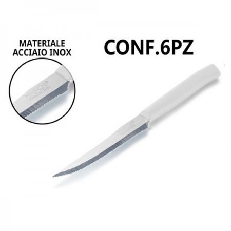 2 pacchi da 6 coltelli da bistecca in acciaio bianco posate 12pz