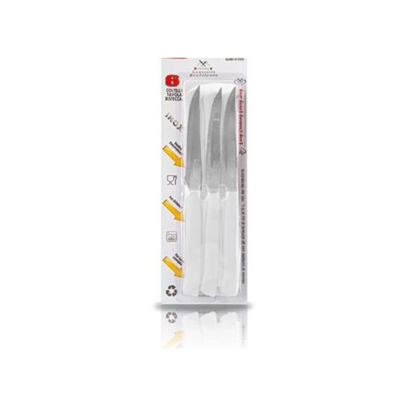 2 pacchi da 6 coltelli da bistecca in acciaio bianco posate 12pz