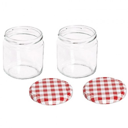 Vaso barattolo boccaccio base circolare vetro 350 ml con tappi x alimenti conserve