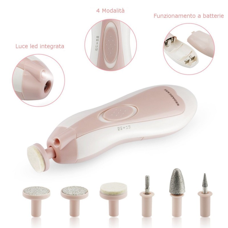 Kit pedicure manicure con 6 punte itercambiabili da viaggio broadcare unghie