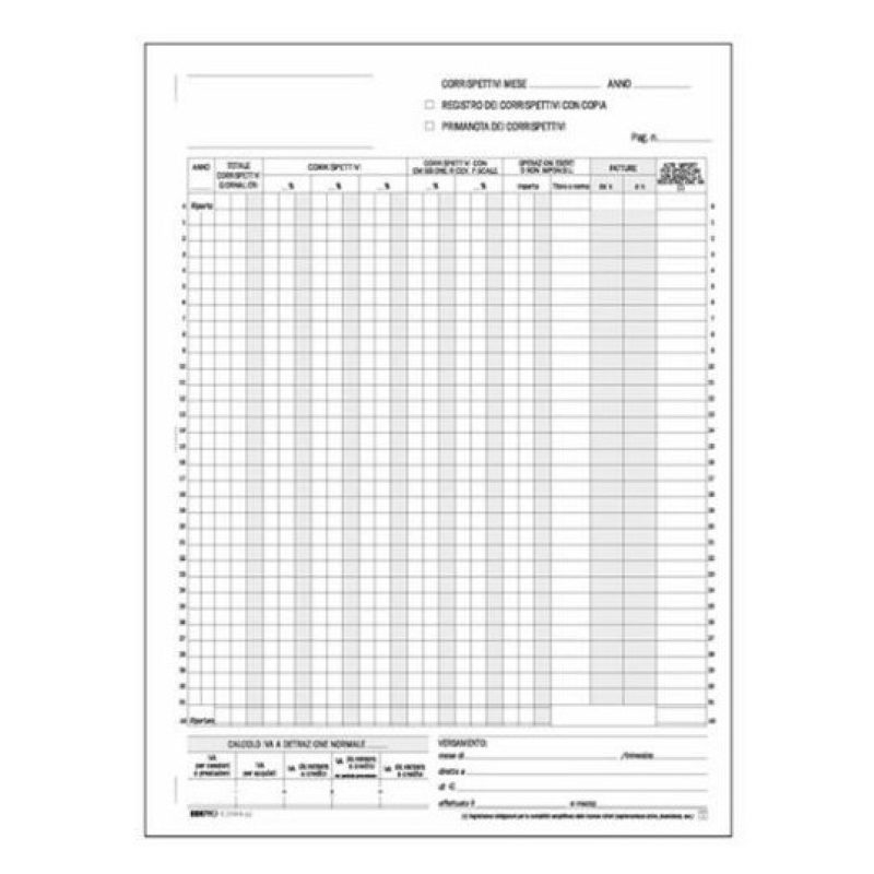 Hongu 5x IVA corrispettivi 25x2 Autoricalcante Registro Duplice Mod...