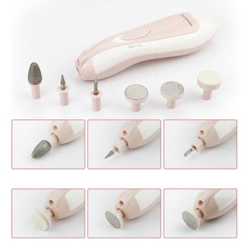 Kit pedicure manicure con 6 punte itercambiabili da viaggio broadcare unghie