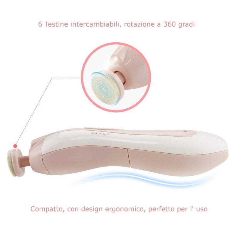 Kit pedicure manicure con 6 punte itercambiabili da viaggio broadcare unghie