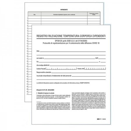 5x Registro Rilevazioni Temperatura Attività Dipendente Misurazione Medico Carta