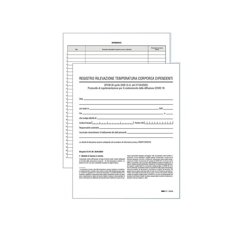EDIpro 5x Registro Rilevazioni Temperatura Attività Dipendente Misu...