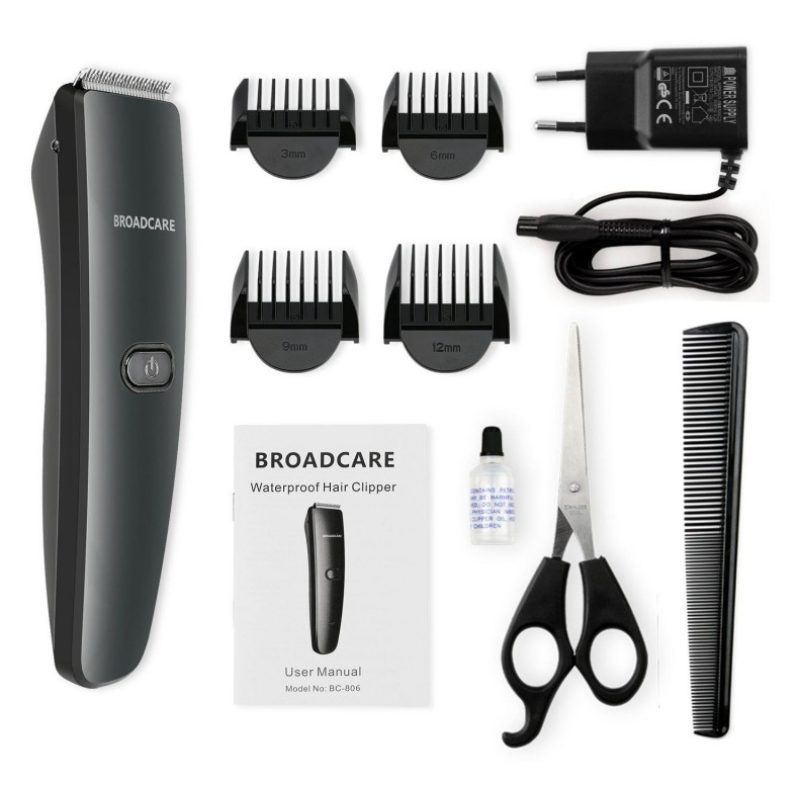 Tagliacapelli Elettrico broadcare Impermeabile ricaricabile Grooming Kit - Nero