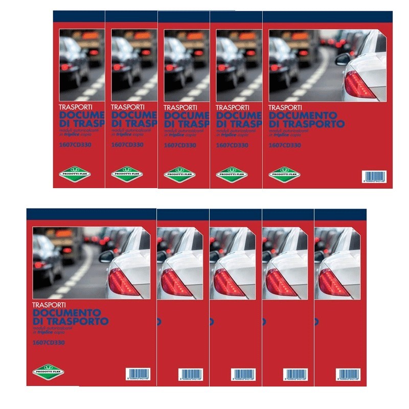 Generico 10 Blocchi Documenti di Trasporti 33 Moduli Triplice copia...