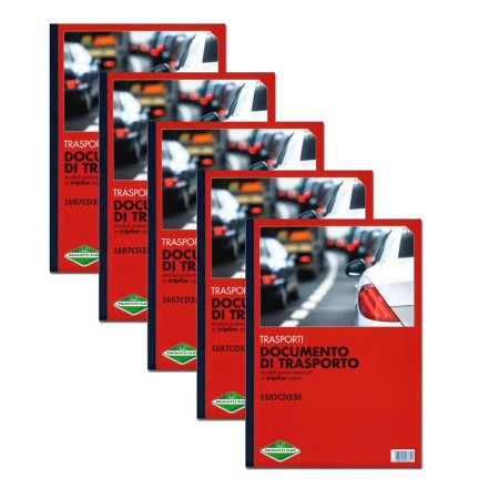5 Blocchi Documenti di Trasporti 33 Moduli Triplice copia Autoricalcanti Ufficio