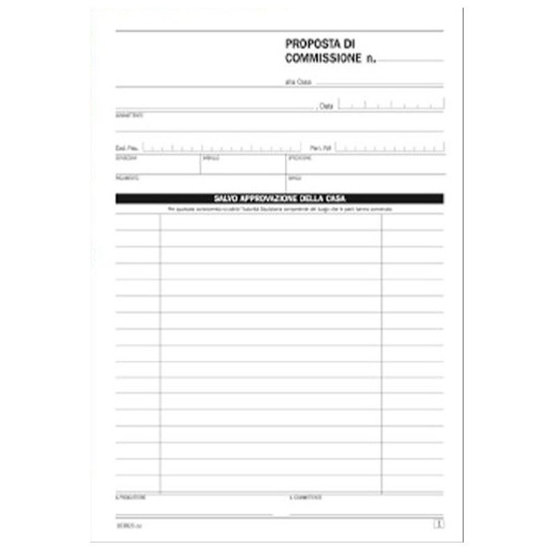Generico 10 Blocchi Proposte di Commissione 50 Moduli Duplice copia...