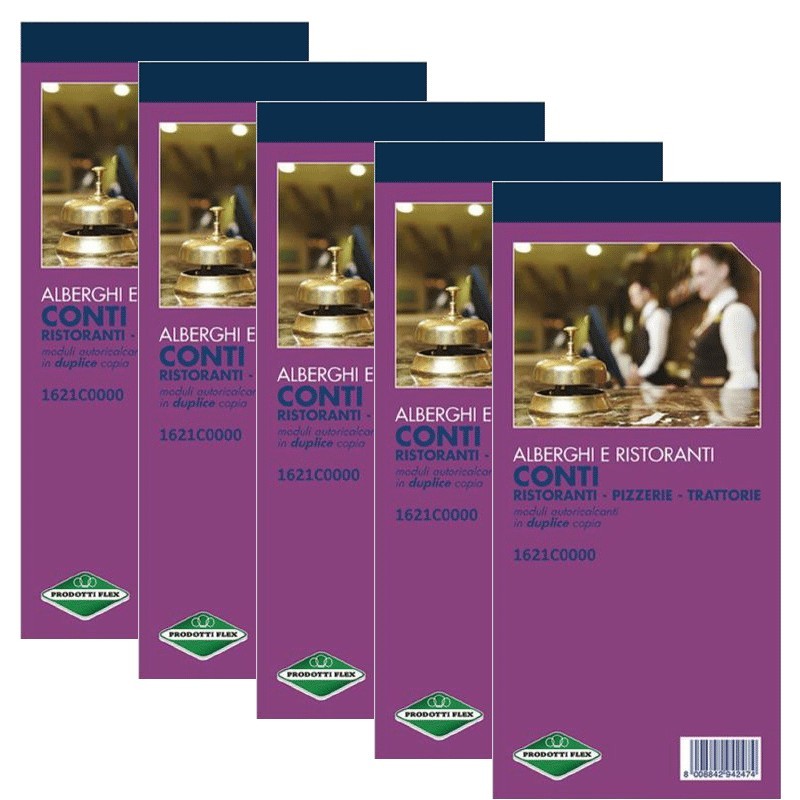 5 Blocco Conto Ristoranti Pizzeria Trattoria 50 Autoricalcanti Copie Blocchi FG