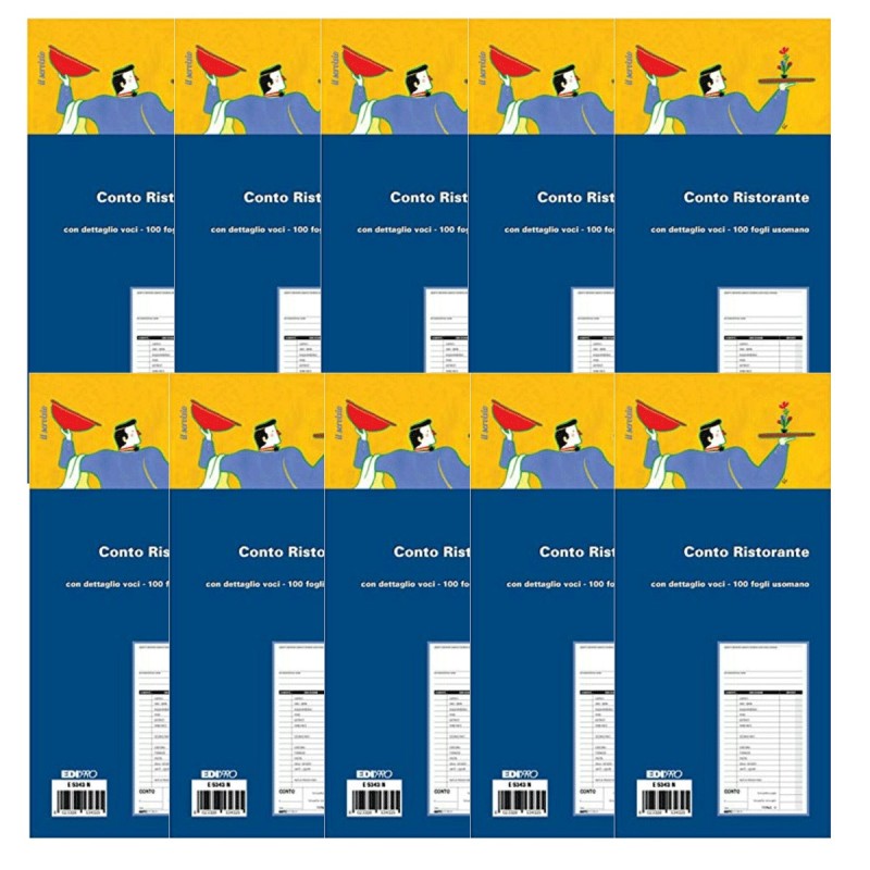10 Blocco Conto Ristorante 100 Fogli Blocchi Pizzeria Dettaglio Voci Trattoria