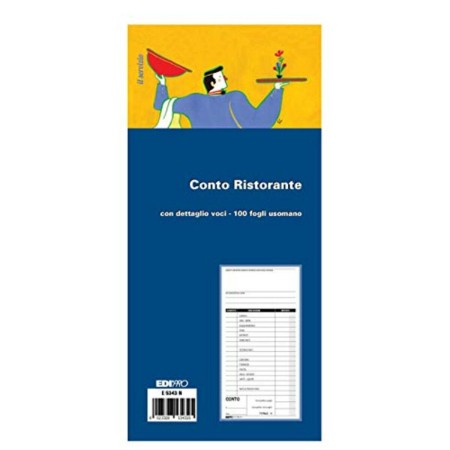 10 Blocco Conto Ristorante 100 Fogli Blocchi Pizzeria Dettaglio Voci Trattoria