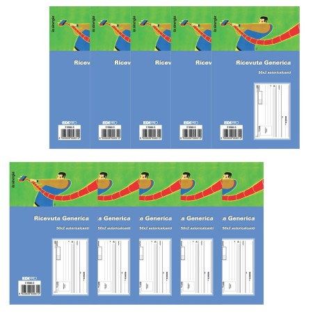 10 Blocco Ricevute Generiche AutoricalcantI Duplice Copia 50 Moduli Documenti