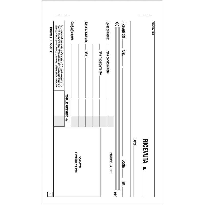 EDIpro 10 Blocco Ricevute Condominio AutoricalcantI Duplice Copia 5...