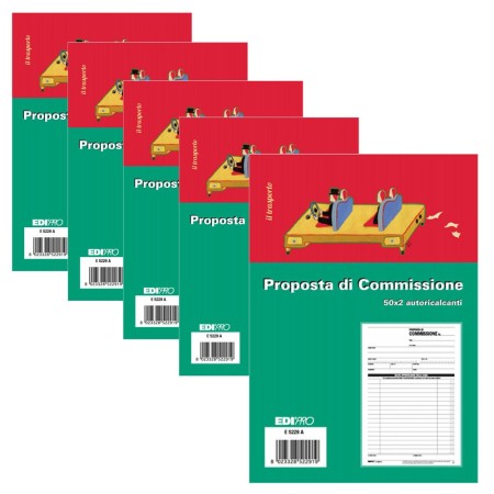 5 Blocchi Proposte di Commissione 50 Moduli Duplice copia Autoricalcanti Ufficio