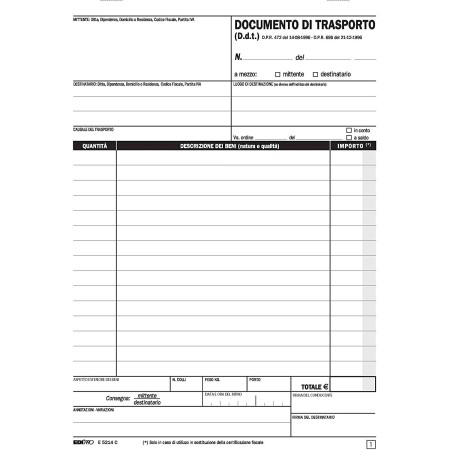 5 Blocchi Documenti di Trasporti 50 Moduli Duplice copia Autoricalcanti Ufficio