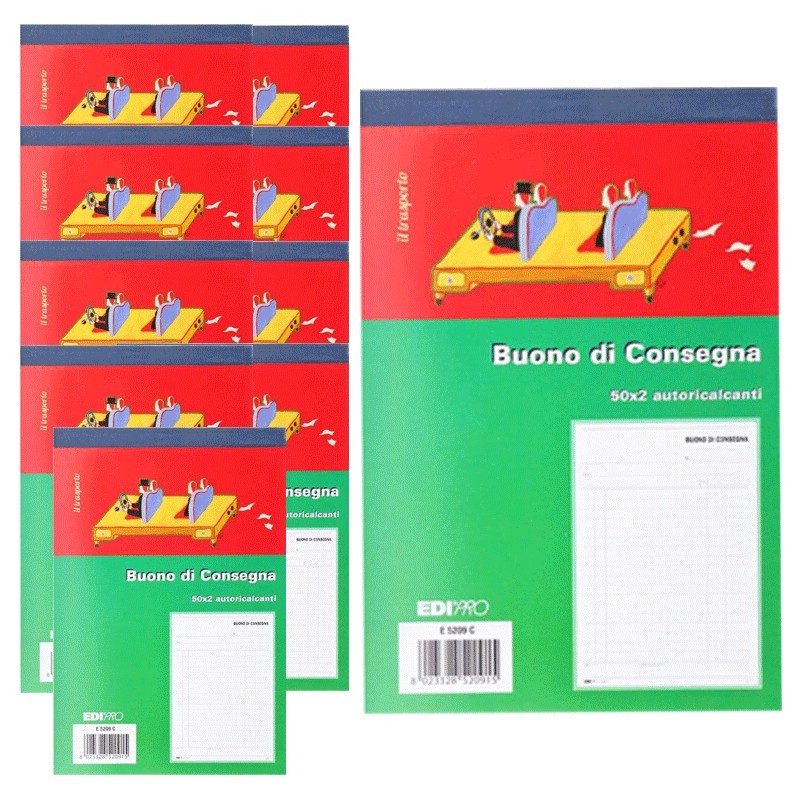 EDIpro 10 Blocchi Buoni di Consegna 50 Moduli Duplice copia Autoric...
