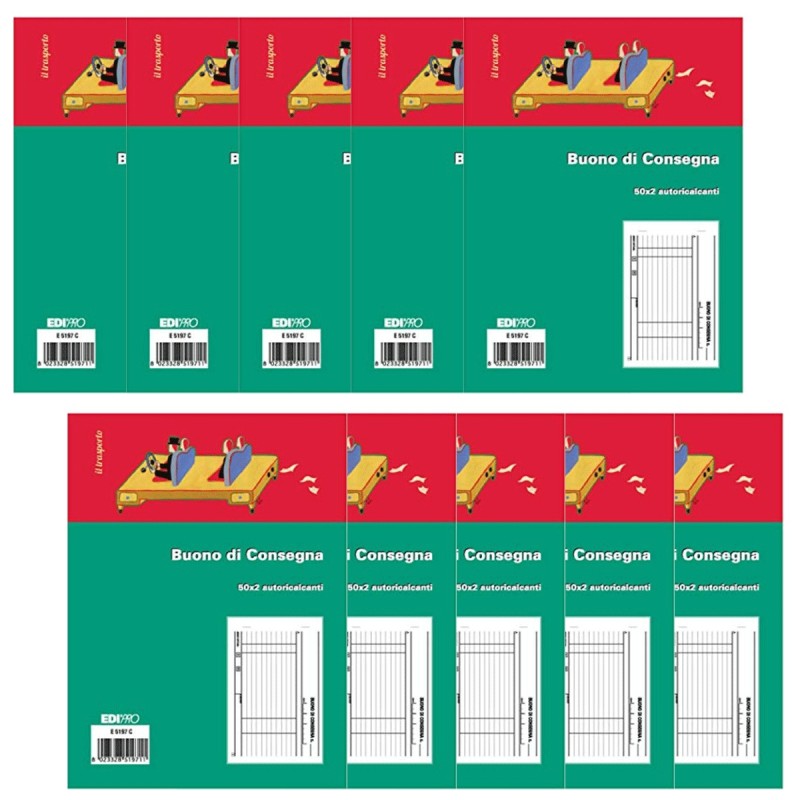 EDIpro 10 Blocchi Buoni di Consegna 50 Moduli duplice copia Autoric...