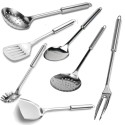 Kit Utensili Cucina Acciaio inox Set Mestoli Palette Accessori 7 pezzi Spatole