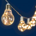 CATENA LUMINOSA LED SOLARE ESTERNO 10 BULBI LAMPADINA TRASPARENTE CALDA