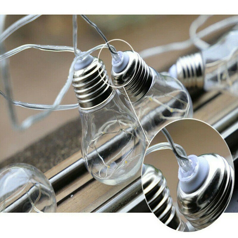 CATENA LUMINOSA LED SOLARE ESTERNO 10 BULBI LAMPADINA TRASPARENTE C...