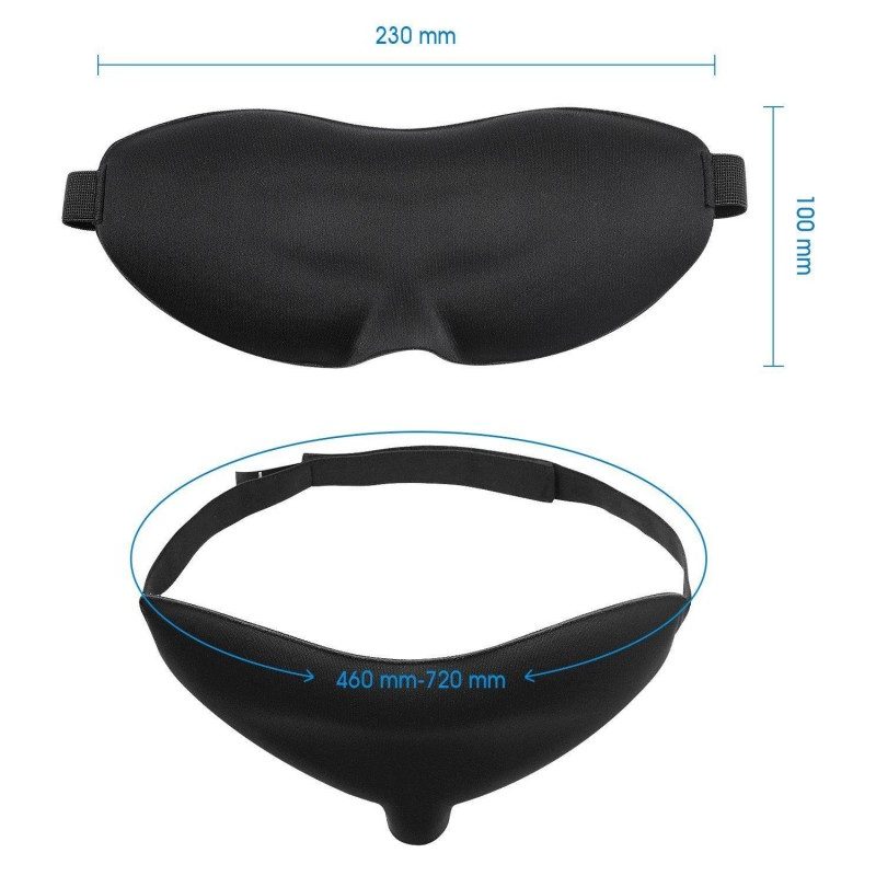 Broadcare mascherina per dormire eyemask3D sagomata gomma piuma memoria di forma