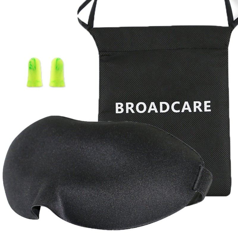 Broadcare mascherina per dormire eyemask3D sagomata gomma piuma memoria di forma
