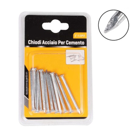 120 Chiodi in acciaio per cemento Chiodo Ferramenta Cantiere Edilizia Fissaggio