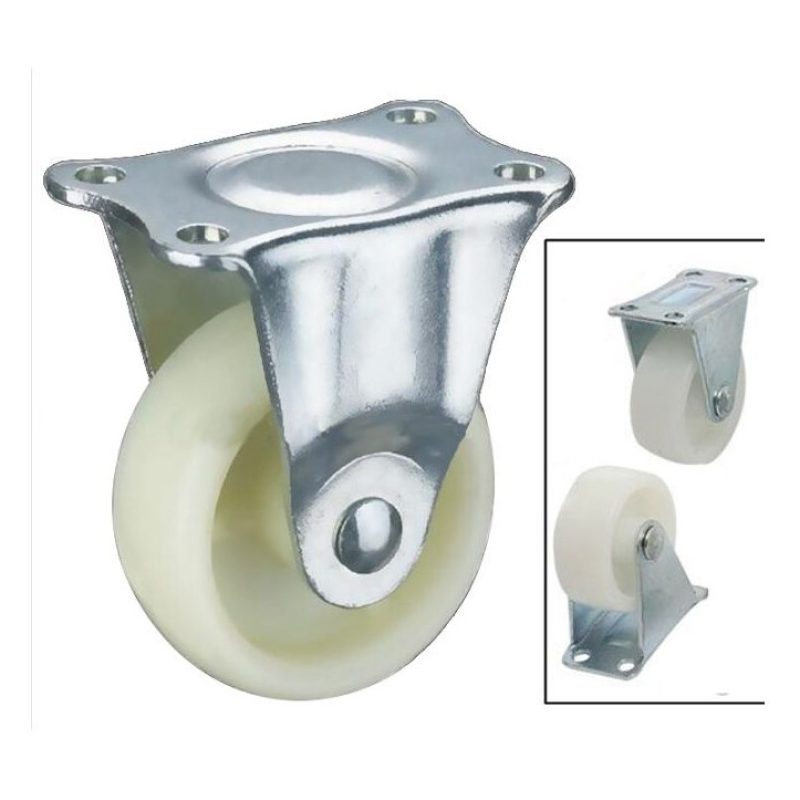 Set 2 ruote plastica per carrello con staffa fissa ruota rotella misure varie
