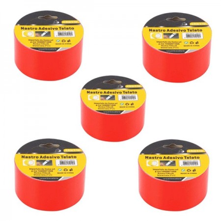 6x Rotoli Nastro Adesivo Telato Rosso Ferramenta Imballaggio Pacchi rotolo Set