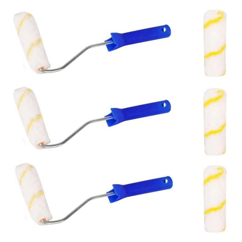 Hongu Set 6x Rullo per pittura Pennello Vernice Manico Pareti Tinte...