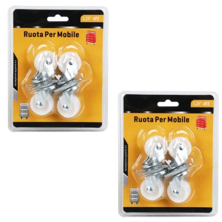 8x Ruote Ruota per Mobili Girevole Rotelle Staffa Carello Trasporto Ricambio set
