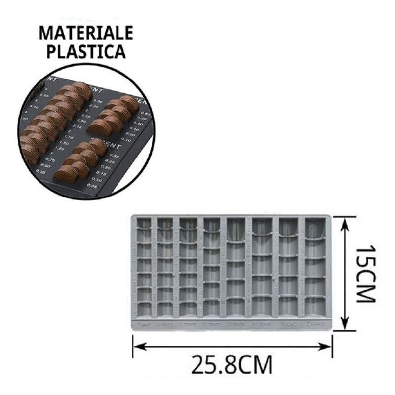 Hongu 2x Contenitore Portamonete Monete Euro Raccoglitore Centesimi...