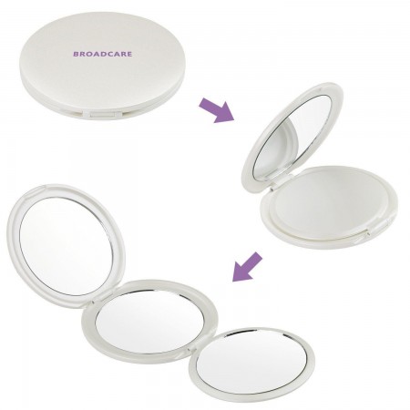 BROADCARE Piccolo Specchio Portabile Per Trucco 1/2/5 X di Ingrandimento 3 lati
