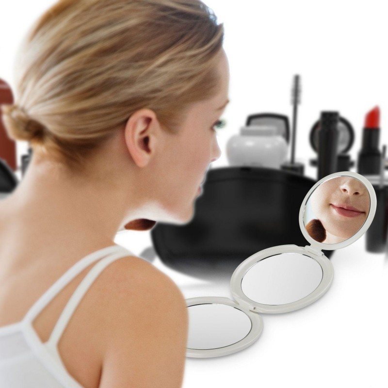 BROADCARE Piccolo Specchio Portabile Per Trucco 1/2/5 X di Ingrandimento 3 lati